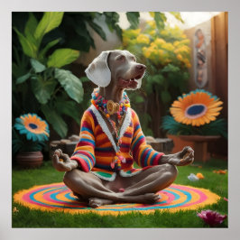 Weimaraner Hippie Meditatiesessie Zen Garden Poster
