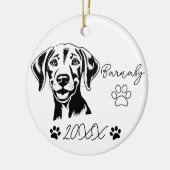 Weimaraner Hond Aangepaste Naam & Jaar Keramisch Ornament (Links)