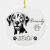 Weimaraner Hond Aangepaste Naam & Jaar Keramisch Ornament (Achterkant)
