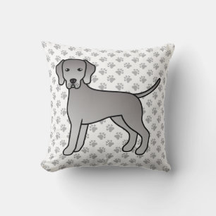 Weimaraner Hond Cute Cartoon Illustratie & Pootjes Kussen
