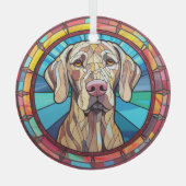 Weimaraner hond gekleurd glas ornament (Voorkant)