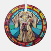 Weimaraner hond gekleurd glas ornament (Achterkant)
