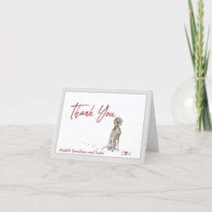 Weimaraner Hond Gepersonaliseerd & Bone Rood Lint Bedankkaart