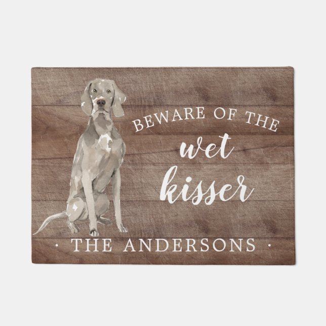 Weimaraner Hond Gepersonaliseerde Deurmat (Voorkant)