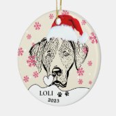 Weimaraner Hond Gepersonaliseerde Hand Drawing Keramisch Ornament (Links)