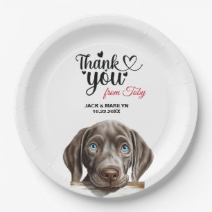 Weimaraner Hond Huwelijk Bedankt Papieren Bordje