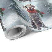 Weimaraner Hond in Sneeuw Kerstmis Cadeaupapier (Rol Hoek)