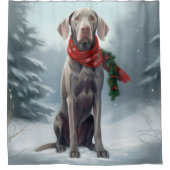 Weimaraner Hond in Sneeuw Kerstmis Douchegordijn (Voorkant)