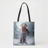 Weimaraner Hond in Sneeuw Kerstmis Draagtas (Voorkant)