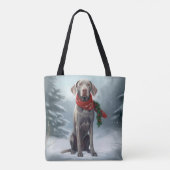 Weimaraner Hond in Sneeuw Kerstmis Draagtas (Achterkant)