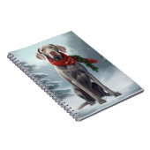 Weimaraner Hond in Sneeuw Kerstmis Notitieboek (Rechterzijde)