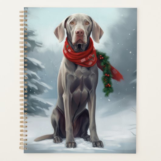 Weimaraner Hond in Sneeuw Kerstmis Planner (Voorkant)