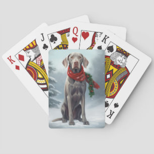Weimaraner Hond in Sneeuw Kerstmis Pokerkaarten