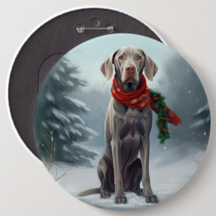 Weimaraner hond in sneeuw Kerstmis Ronde Button 6,0 Cm