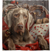 Weimaraner Hond Kerstfeest Douchegordijn (Voorkant)