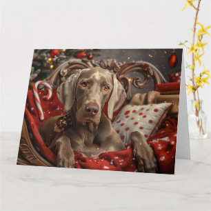 Weimaraner Hond Kerstfeest Kaart
