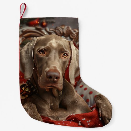 Weimaraner Hond Kerstfeest Kleine Kerstsok (Voorkant)