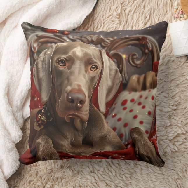 Weimaraner Hond Kerstfeest Kussen (Deken)