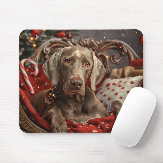 Weimaraner Hond Kerstfeest Muismat (Met muis)