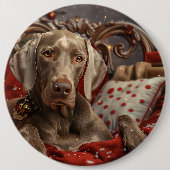 Weimaraner Hond Kerstfeest Ronde Button 6,0 Cm (Voorkant)