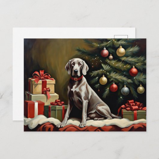 Weimaraner hond Kerstmis Briefkaart (Voorkant / Achterkant)