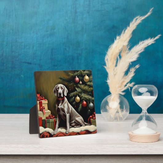 Weimaraner hond Kerstmis Fotoplaat (Insitu)