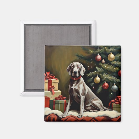 Weimaraner hond Kerstmis Magneet (Voorkant / Achterkant)