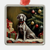 Weimaraner hond Kerstmis Metalen Ornament (Voorkant)