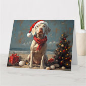 Weimaraner hond Kerstmis Vintage Strand Kaart (Voorkant)