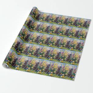 Weimaraner hond lente bloemen schilderij cadeaupapier