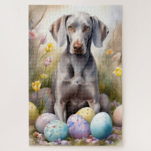 Weimaraner Hond met Paaseieren Vakantie Legpuzzel