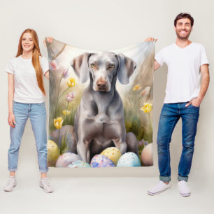 Weimaraner Hond met Pasen Eieren Vakantie Fleece Deken