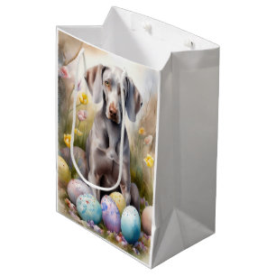 Weimaraner hond met Pasen Eieren Vakantie Medium Cadeauzakje