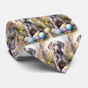 Weimaraner hond met Pasen eieren vakantie Stropdas