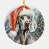 Weimaraner Hond met Santa Hat Kerstmis Keramisch Ornament (Achterkant)