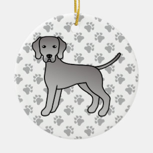 Weimaraner Hond Moppige Cartoon Illustratie Keramisch Ornament