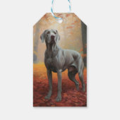 Weimaraner in de herfst laat Herfst inspireren Cadeaulabel (Achterkant)