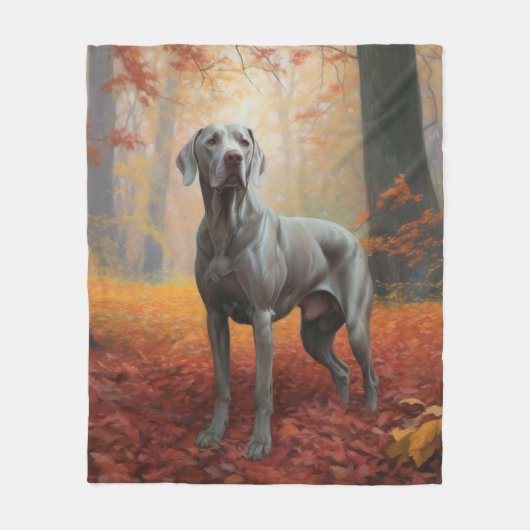Weimaraner in de herfst laat Herfst inspireren Fleece Deken (Voorkant)
