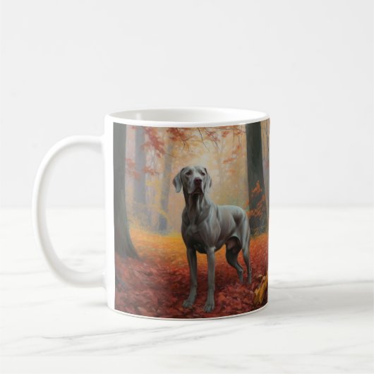 Weimaraner in de herfst laat Herfst inspireren Koffiemok (Links)