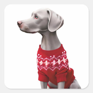 Weimaraner in de Sticker van de Kersttrui