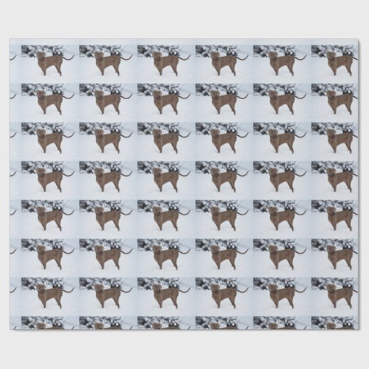 Weimaraner in de winter cadeaupapier (Vlak)