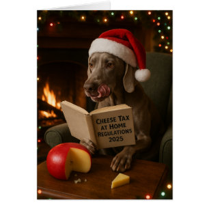 Weimaraner 'Kaasbelasting' kerstkaart