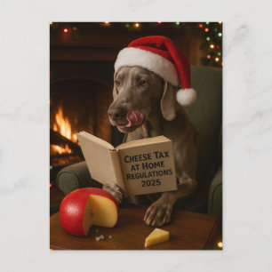 Weimaraner 'Kaasbelasting' Kerstkaart Briefkaart