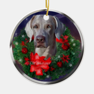 Weimaraner kerstcadeautjes keramisch ornament