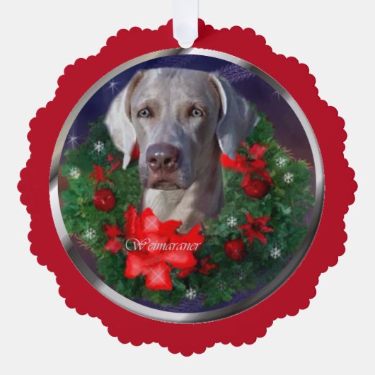 Weimaraner-kerstcadeautjes Ornament Kaart (Voorkant)