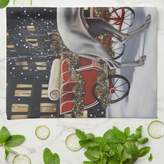 Weimaraner Kerstfeest Seizoen Theedoek (Gevouwen)