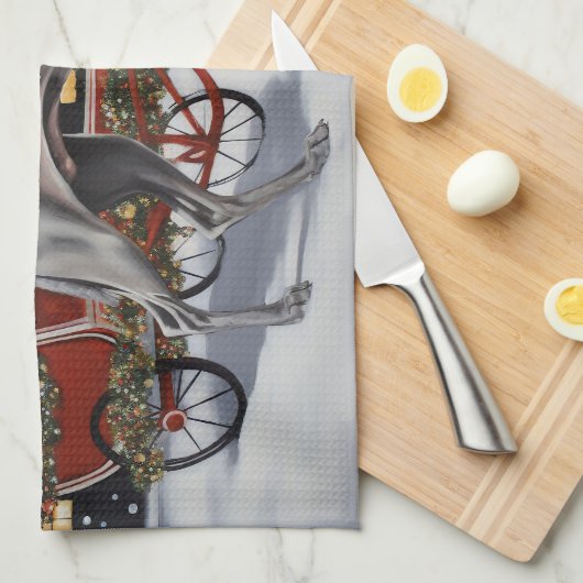 Weimaraner Kerstfeest Seizoen Theedoek (Quarter Fold)