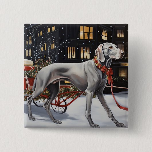 Weimaraner Kerstfeest Seizoen Vierkante Button 5,1 Cm (Voorkant)