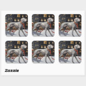 Weimaraner Kerstfeest Seizoen Vierkante Sticker (Vel)