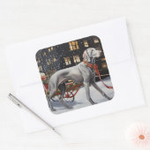 Weimaraner Kerstfeest Seizoen Vierkante Sticker (Envelop)